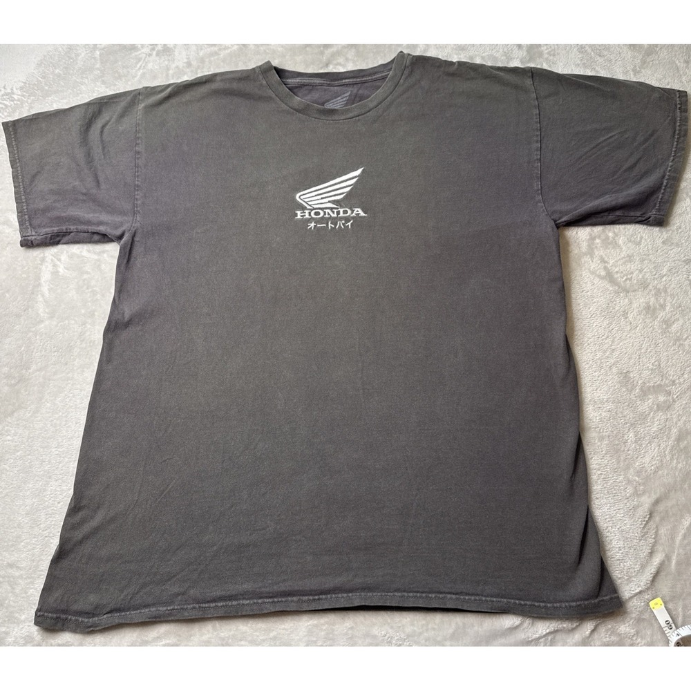Honda Official Licensed Men's Gray T-Shirt Size L Embroidered Logo Short Sleeve
